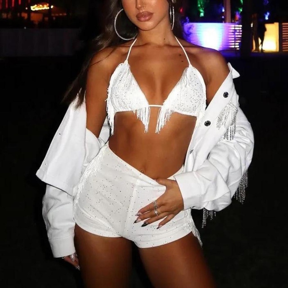 White Fox Boutique White Fringe Top